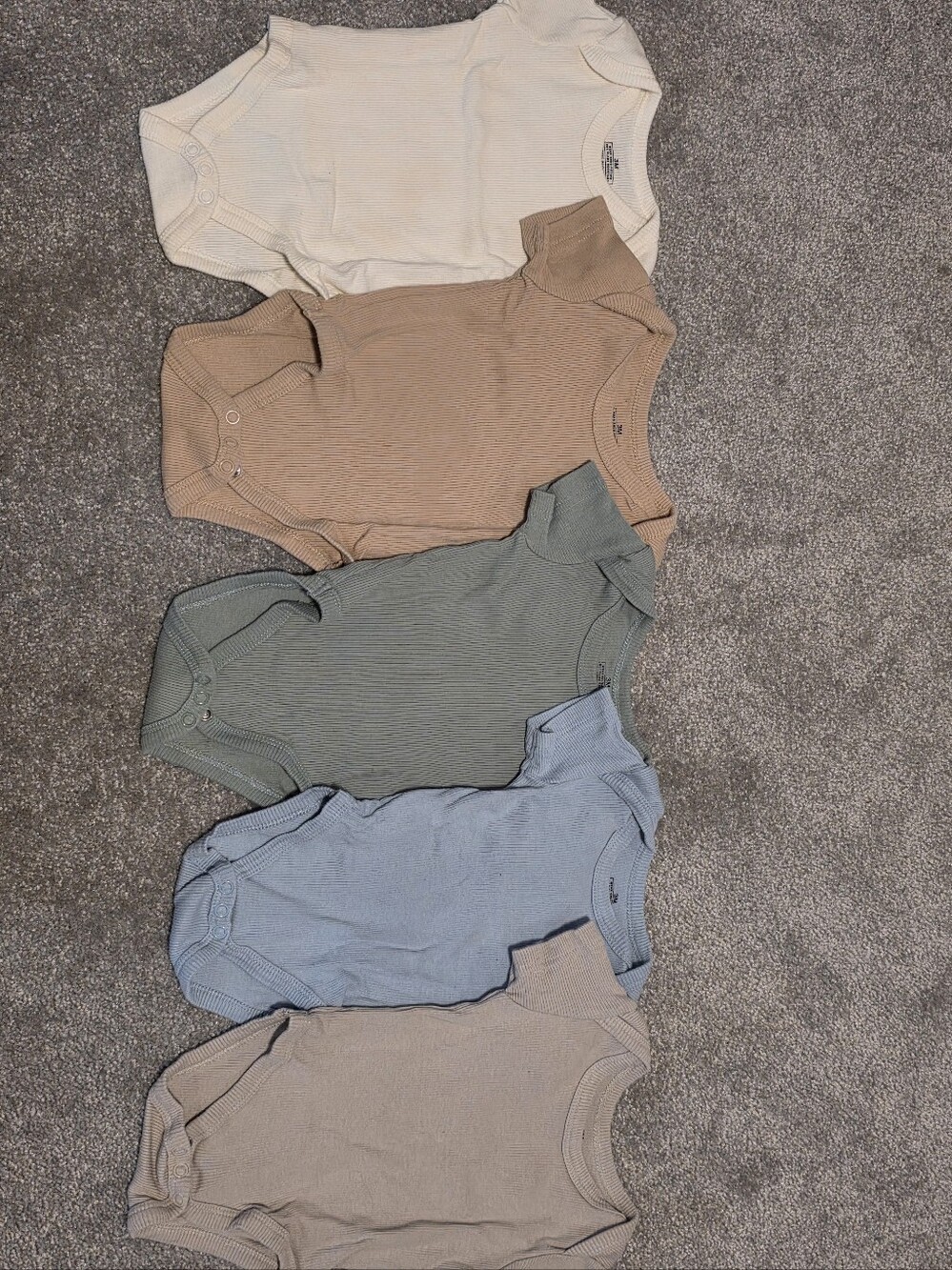Ribbed Short-Sleeve Baby Onesies - Neutral Tones (5-Pack)